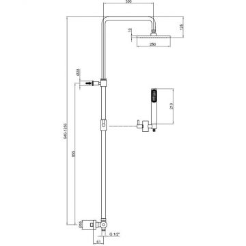 Душевая система с термостатом Webert Elio EL980515560METAL, черный