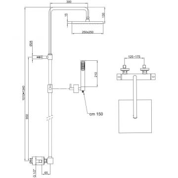 Душевая система с термостатом Webert Pegaso PE980507015METAL, хром