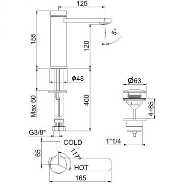 Смеситель для раковины Webert (Веберт) Coral CO830102560, черный