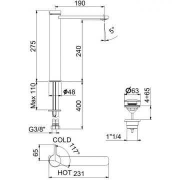 Смеситель для раковины Webert (Веберт) Coral CO830402560, черный