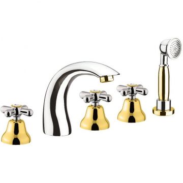 Смеситель на борт ванны Webert (Веберт) Armony AM730401017, хром/золото