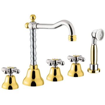 Смеситель на борт ванны Webert (Веберт) Armony AM730402017, хром/золото