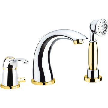 Смеситель на борт ванны Webert (Веберт) Aurora AU850701017, хром/золото