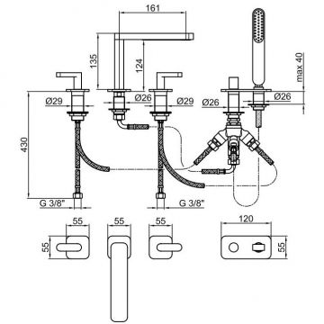 Смеситель на борт ванны Webert (Веберт) Living LV730401015, хром