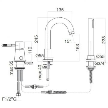 Смеситель на борт ванны Webert (Веберт) Rimini RI850701740, белый