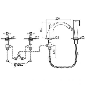 Смеситель на борт ванны Rav Slezak (Рав Слезак) Morava MK369.5SSM, бронза