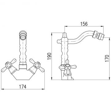 Смеситель для биде Rav Slezak (Рав Слезак) Morava MK120.5/9SM, бронза