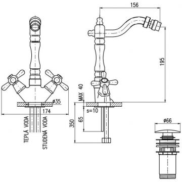 Смеситель для биде Rav Slezak (Рав Слезак) Morava MK121.5/9Z, золото