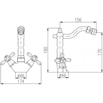 Смеситель для биде Rav Slezak (Рав Слезак) Morava MK320.5/9Z, золото