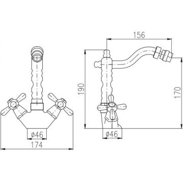 Смеситель для биде Rav Slezak (Рав Слезак) Morava MK321.5/9Z, золото