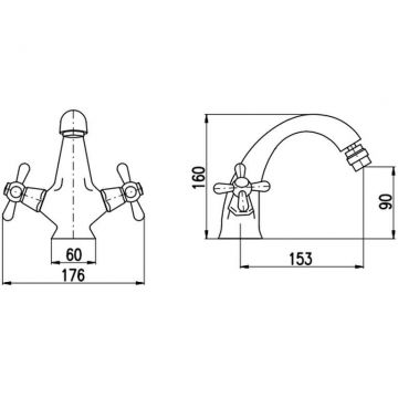 Смеситель для биде Rav Slezak (Рав Слезак) Morava MK443.5SM, бронза