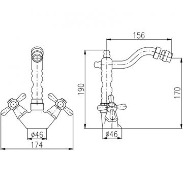 Смеситель для биде Rav Slezak (Рав Слезак) Morava MK520.5/9SM, бронза