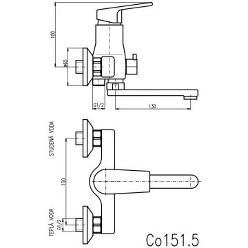 Смеситель для ванны Rav Slezak (Рав Слезак) Colorado CO151.5, хром