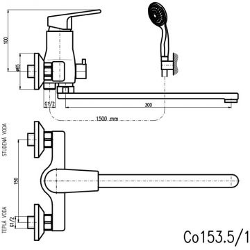 Смеситель для ванны Rav Slezak (Рав Слезак) Colorado CO153.5/1, хром
