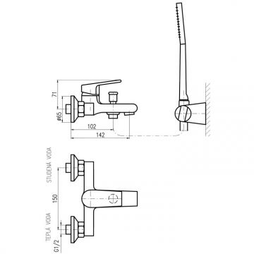 Смеситель для ванны Rav Slezak (Рав Слезак) Colorado CO154.5/2, хром