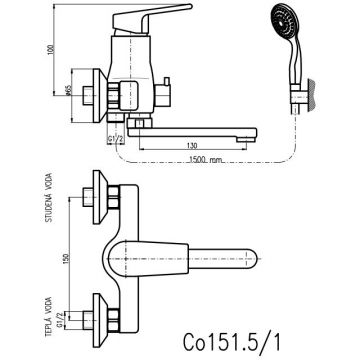 Смеситель для ванны Rav Slezak (Рав Слезак) Colorado CO251.5/1, хром
