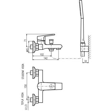 Смеситель для ванны Rav Slezak (Рав Слезак) Colorado CO254.5/1, хром