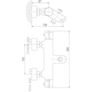 Смеситель для ванны Rav Slezak Dunaj Termostat TRM54.5, хром