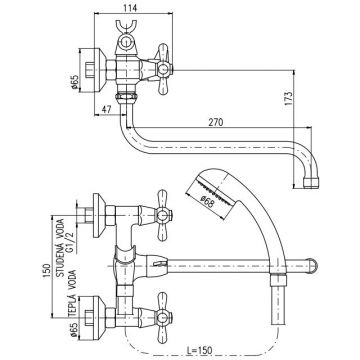 Смеситель для ванны Rav Slezak (Рав Слезак) Morava MK153.5/1, хром