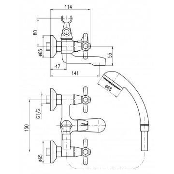 Смеситель для ванны Rav Slezak (Рав Слезак) Morava MK154.5/1, хром