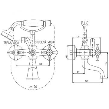Смеситель для ванны Rav Slezak (Рав Слезак) Morava MK359.5/2Z, золото