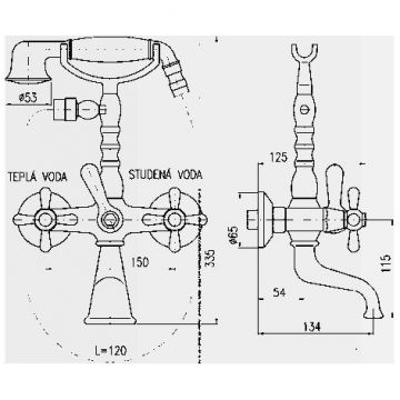 Смеситель для ванны Rav Slezak (Рав Слезак) Morava MK460.5/2SM, бронза