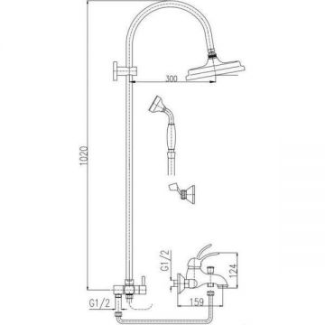 Душевая система Rav Slezak Labe L554.5/3SM, бронза