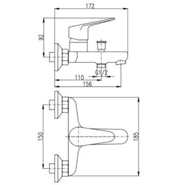 Смеситель для ванны Rav Slezak (Рав Слезак) Victoria VI254.5, хром