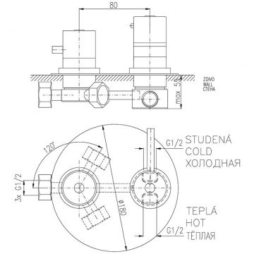 Смеситель для душа Rav Slezak (Рав Слезак) Dunaj Termostat DT387, хром
