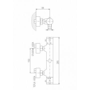 Смеситель для душа Rav Slezak Dunaj Termostat TRM80.5, хром