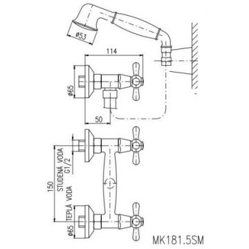 Смеситель для душа Rav Slezak (Рав Слезак) Morava MK180.5/2Z, золото