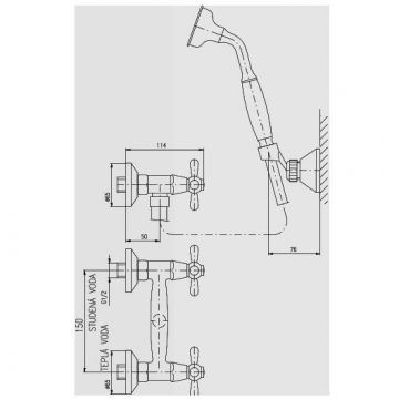Смеситель для душа Rav Slezak (Рав Слезак) Morava MK780.5/2Z, золото