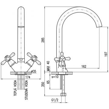Смеситель для кухни Rav Slezak (Рав Слезак) Morava Eco MK120.5/4, хром