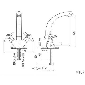 Смеситель для кухни Rav Slezak (Рав Слезак) Morava MK120.5/2, хром