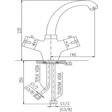 Смеситель для раковины Rav Slezak (Рав Слезак) Dunaj Termostat TRM26.5, хром