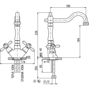 Смеситель для раковины Rav Slezak Morava Eco MK120.5/8SM, бронза