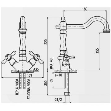 Смеситель для раковины Rav Slezak (Рав Слезак) Morava Eco MK520.5/8SM, бронза