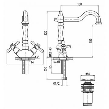Смеситель для раковины Rav Slezak Morava MK121.5/8Z, золото