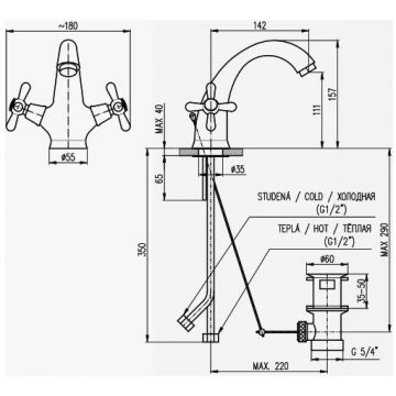 Смеситель для раковины Rav Slezak (Рав Слезак) Morava MK329.5SM, бронза