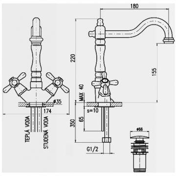Смеситель для раковины Rav Slezak (Рав Слезак) Morava MK421.5/8SM, бронза