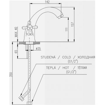 Смеситель для раковины Rav Slezak (Рав Слезак) Morava MK528.5Z, золото