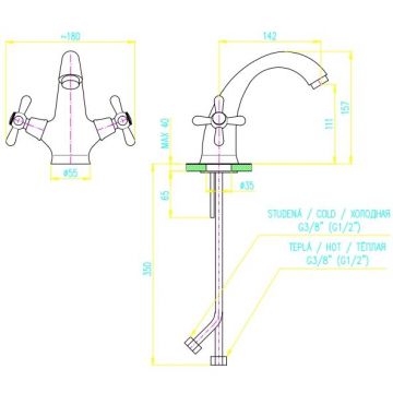 Смеситель для раковины Rav Slezak (Рав Слезак) Morava MK628.5, хром