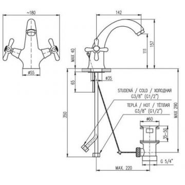 Смеситель для раковины Rav Slezak (Рав Слезак) Morava MK629.5SM, бронза