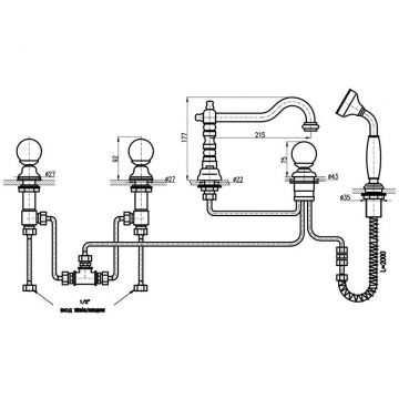 Смеситель на борт ванны Rav Slezak (Рав Слезак) Brilliance Brilliance164.5PSM, бронза