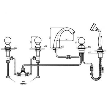 Смеситель на борт ванны Rav Slezak (Рав Слезак) Brilliance Brilliance176.5PZ, золото