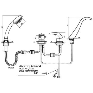 Смеситель на борт ванны Rav Slezak (Рав Слезак) Dunaj D461.5P, хром