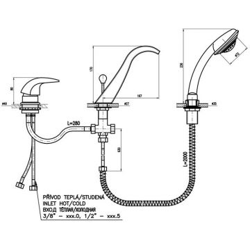 Смеситель на борт ванны Rav Slezak (Рав Слезак) Dunaj D461.5SZ, золото