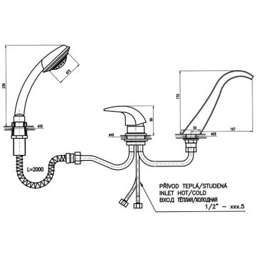 Смеситель на борт ванны Rav Slezak (Рав Слезак) Dunaj D461.5Y, хром