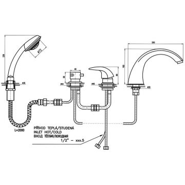 Смеситель на борт ванны Rav Slezak (Рав Слезак) Dunaj D469.5P, хром