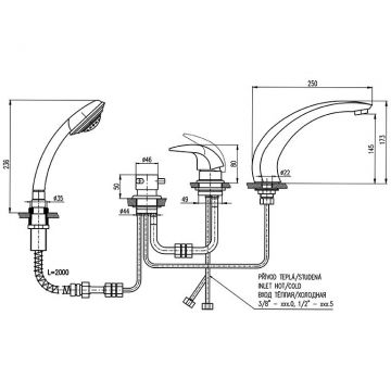 Смеситель на борт ванны Rav Slezak (Рав Слезак) Dunaj D469.5S, хром